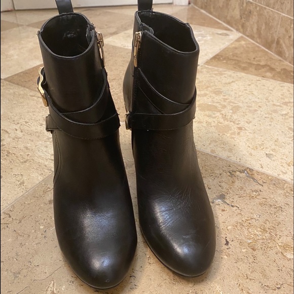 Marc Fisher Leather Booties- Gold Detail & Buckles - Picture 6 of 16